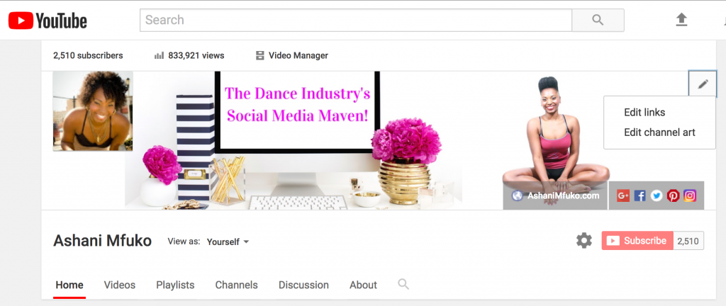 Ashani Mfuko YouTube Tips - How To Add Social Media Icons To Your Cover Photo